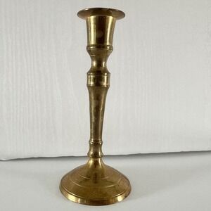 Vintage Solid Brass Taper Candlestick Holder Made in India Traditional Gold 6"
